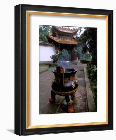 Temple and Incense Burning, Bamboo Village, Kunming, Yunnan Province, China-Bill Bachmann-Framed Photographic Print