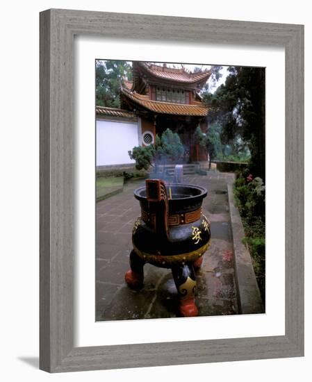 Temple and Incense Burning, Bamboo Village, Kunming, Yunnan Province, China-Bill Bachmann-Framed Photographic Print