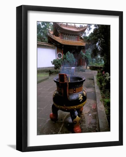 Temple and Incense Burning, Bamboo Village, Kunming, Yunnan Province, China-Bill Bachmann-Framed Photographic Print