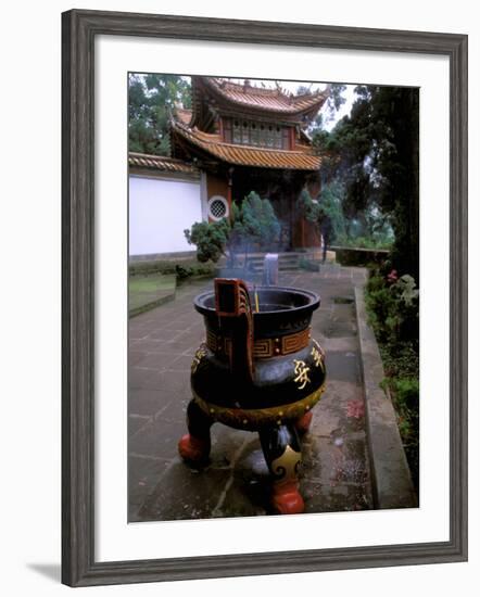 Temple and Incense Burning, Bamboo Village, Kunming, Yunnan Province, China-Bill Bachmann-Framed Photographic Print