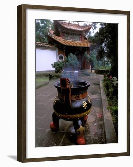 Temple and Incense Burning, Bamboo Village, Kunming, Yunnan Province, China-Bill Bachmann-Framed Photographic Print