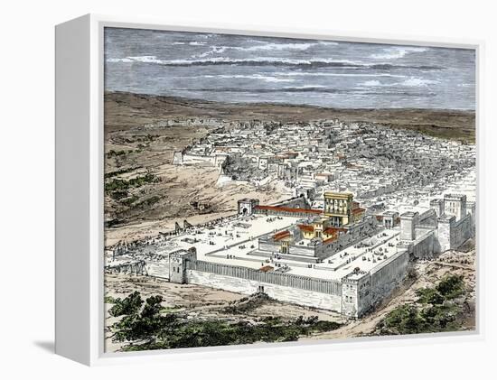 Temple and the City of Jerusalem When Part of the Roman Empire, About the Time of Jesus-null-Framed Premier Image Canvas