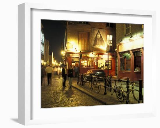 Temple Bar area at night, Dublin, Ireland-Alan Klehr-Framed Photographic Print