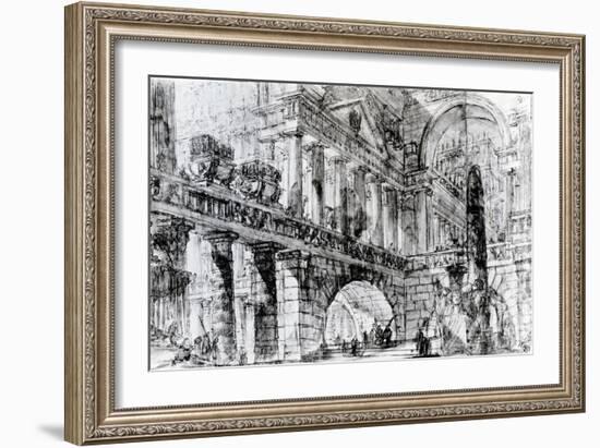 Temple Courtyard (Pen and Ink on Paper)-Giovanni Battista Piranesi-Framed Giclee Print