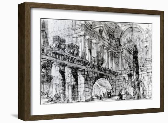 Temple Courtyard (Pen and Ink on Paper)-Giovanni Battista Piranesi-Framed Giclee Print