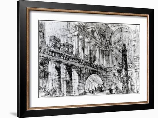 Temple Courtyard (Pen and Ink on Paper)-Giovanni Battista Piranesi-Framed Giclee Print