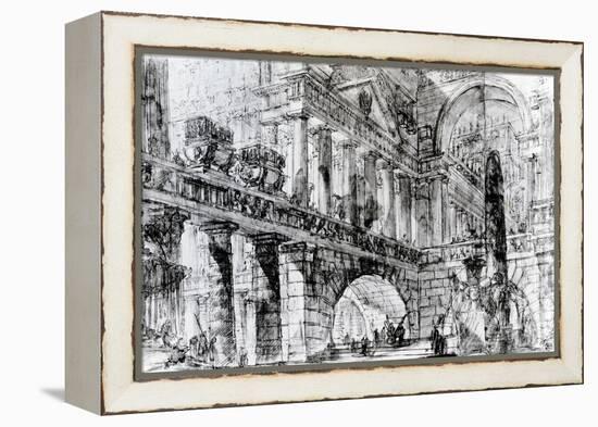 Temple Courtyard (Pen and Ink on Paper)-Giovanni Battista Piranesi-Framed Premier Image Canvas