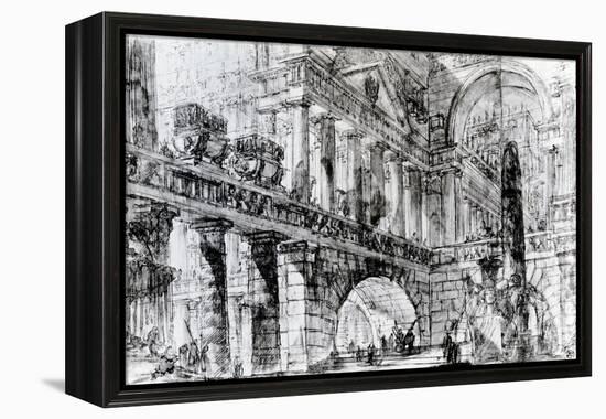 Temple Courtyard (Pen and Ink on Paper)-Giovanni Battista Piranesi-Framed Premier Image Canvas