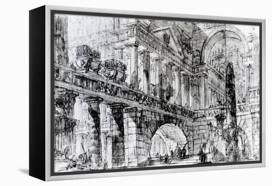 Temple Courtyard (Pen and Ink on Paper)-Giovanni Battista Piranesi-Framed Premier Image Canvas