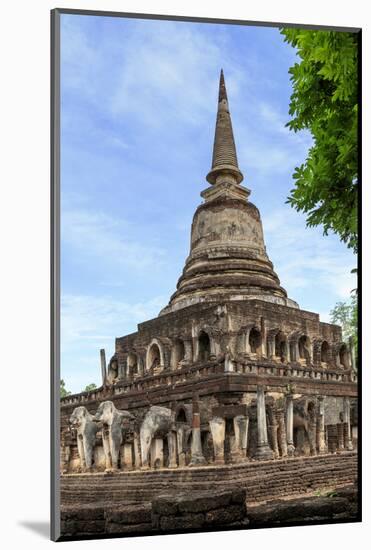 Temple decorated with elephant reliefs at Si Satchanalai, Sukhothai, UNESCO World Heritage Site, Th-Alex Robinson-Mounted Photographic Print