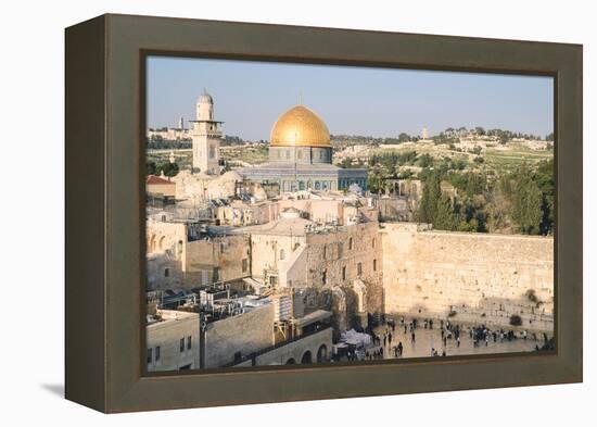 Temple Mount, Dome of the Rock, Redeemer Church and Old City in Jerusalem, Israel, Middle East-Alexandre Rotenberg-Framed Premier Image Canvas