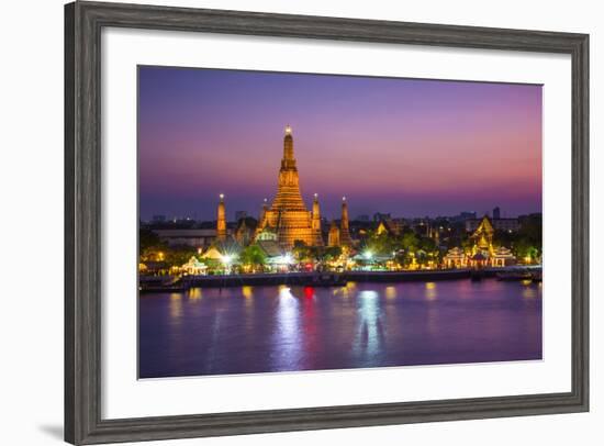 Temple of Dawn (Wat Arun) and Bangkok, Thailand-Jon Arnold-Framed Photographic Print