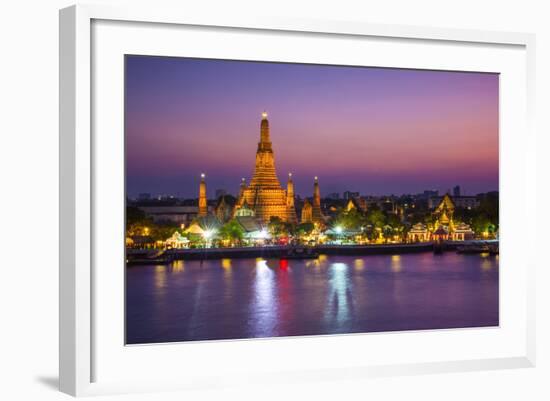 Temple of Dawn (Wat Arun) and Bangkok, Thailand-Jon Arnold-Framed Photographic Print