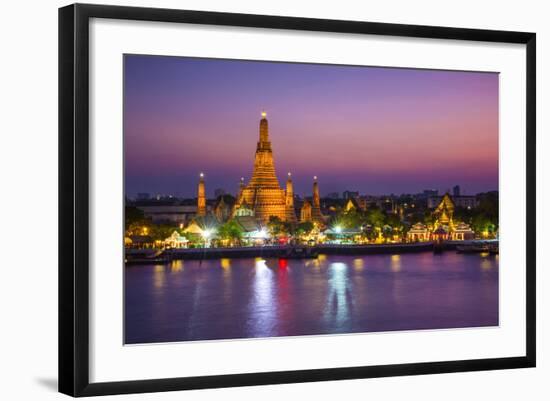 Temple of Dawn (Wat Arun) and Bangkok, Thailand-Jon Arnold-Framed Photographic Print