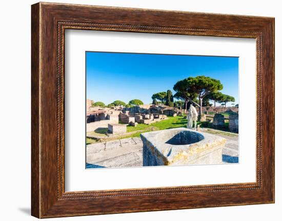 Temple of Hercules, Statue of Cartilius Poplicola, Ostia Antica archaeological site-Nico Tondini-Framed Photographic Print