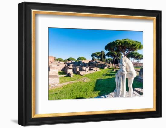 Temple of Hercules, Statue of Cartilius Poplicola, Ostia Antica archaeological site-Nico Tondini-Framed Photographic Print