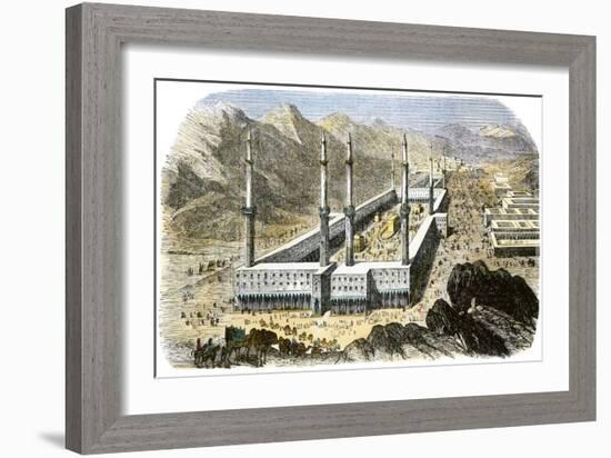 Temple of Mecca Surrounded by Religious Pilgrims, 1850s-null-Framed Giclee Print