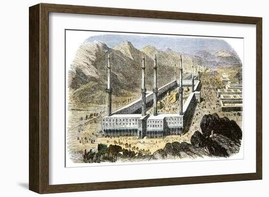 Temple of Mecca Surrounded by Religious Pilgrims, 1850s-null-Framed Giclee Print