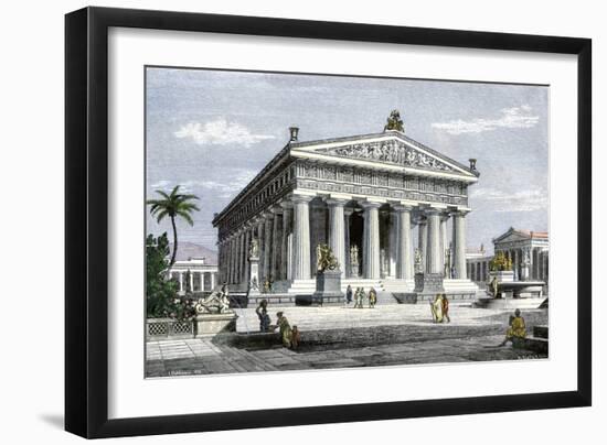 Temple of Poseidon at Paestum, an Ancient Greek Colony in Southern Italy-null-Framed Giclee Print