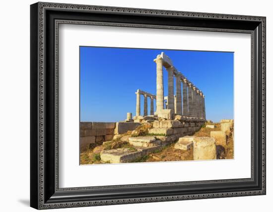 Temple of Poseidon, Cape Sounion, Attica, Greece-Marco Simoni-Framed Photographic Print