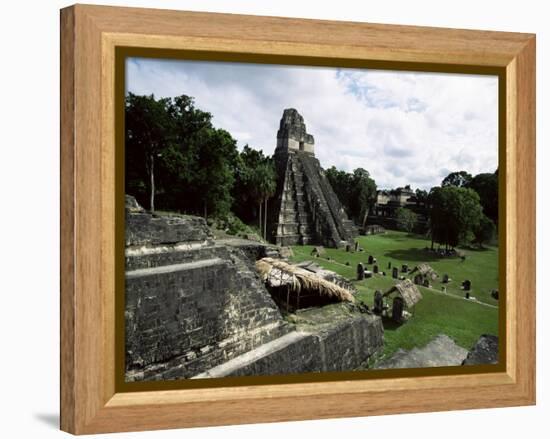 Temple of the Great Jaguar in the Grand Plaza, Mayan Ruins, Tikal, Peten-Robert Francis-Framed Premier Image Canvas