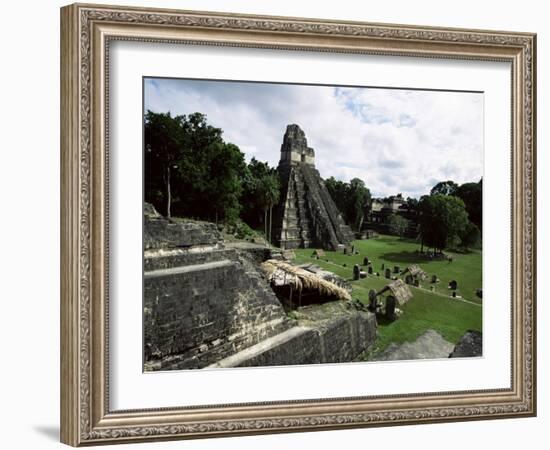 Temple of the Great Jaguar in the Grand Plaza, Mayan Ruins, Tikal, Peten-Robert Francis-Framed Photographic Print