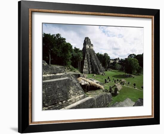 Temple of the Great Jaguar in the Grand Plaza, Mayan Ruins, Tikal, Peten-Robert Francis-Framed Photographic Print