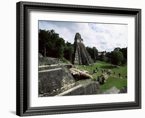 Temple of the Great Jaguar in the Grand Plaza, Mayan Ruins, Tikal, Peten-Robert Francis-Framed Photographic Print