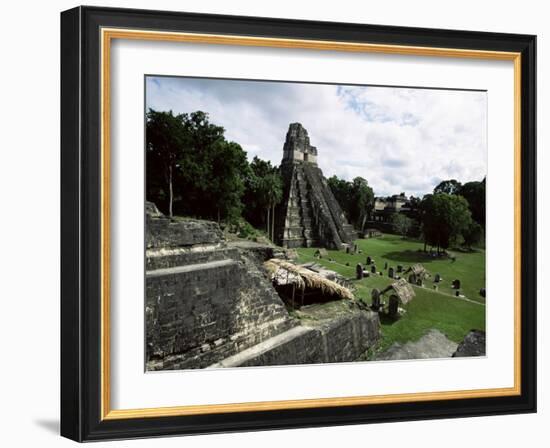 Temple of the Great Jaguar in the Grand Plaza, Mayan Ruins, Tikal, Peten-Robert Francis-Framed Photographic Print