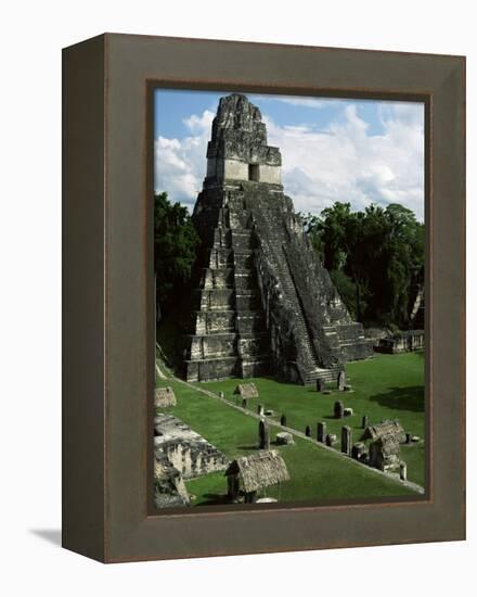 Temple of the Great Jaguar in the Grand Plaza, Mayan Ruins, Tikal, Peten-Robert Francis-Framed Premier Image Canvas