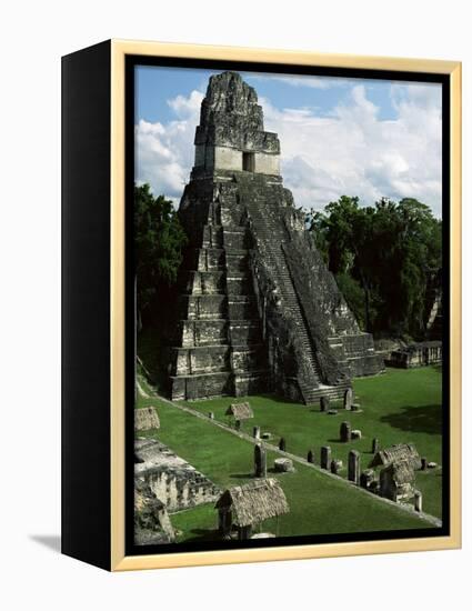 Temple of the Great Jaguar in the Grand Plaza, Mayan Ruins, Tikal, Peten-Robert Francis-Framed Premier Image Canvas