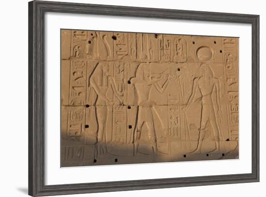 Temple Relief and Hieroglyphics, Karnak, Luxor, Egypt-Peter Adams-Framed Photographic Print