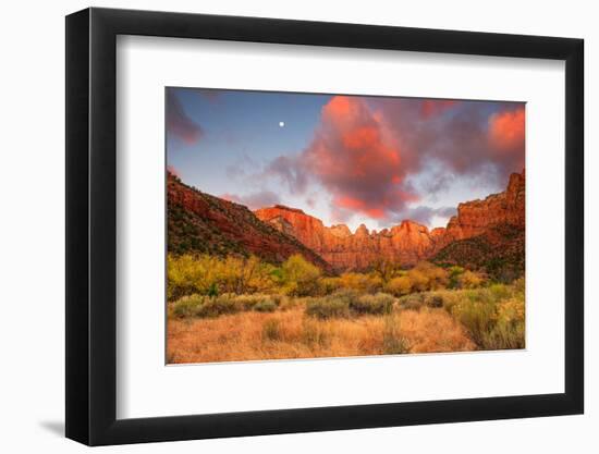 Temple Sunrise & Moon-John Gavrilis-Framed Photographic Print