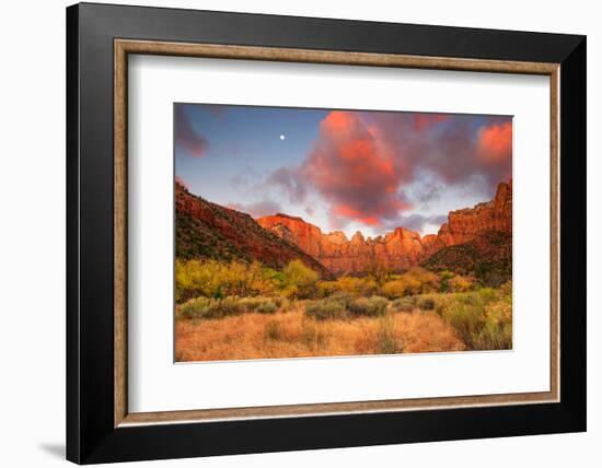 Temple Sunrise & Moon-John Gavrilis-Framed Photographic Print