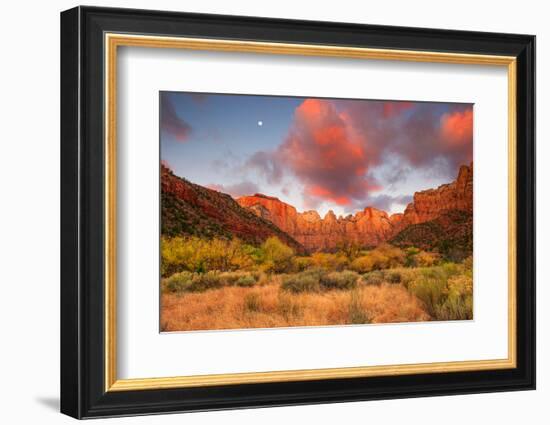 Temple Sunrise & Moon-John Gavrilis-Framed Photographic Print