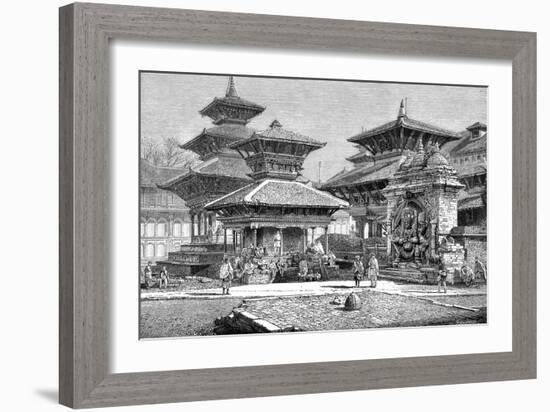 Temples Facing the Royal Place, Katmandu, Nepal, 1895-null-Framed Giclee Print