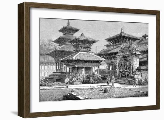 Temples Facing the Royal Place, Katmandu, Nepal, 1895-null-Framed Giclee Print