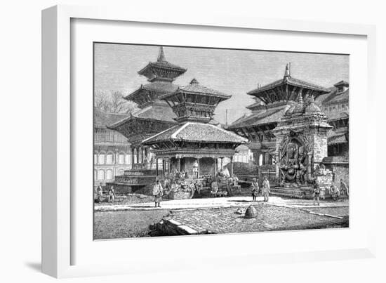 Temples Facing the Royal Place, Katmandu, Nepal, 1895-null-Framed Giclee Print