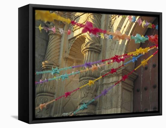 Templo de San Felipe de Neri with Garlands for Dia de la Revolucion, Oaxaca, Mexico-Judith Haden-Framed Premier Image Canvas