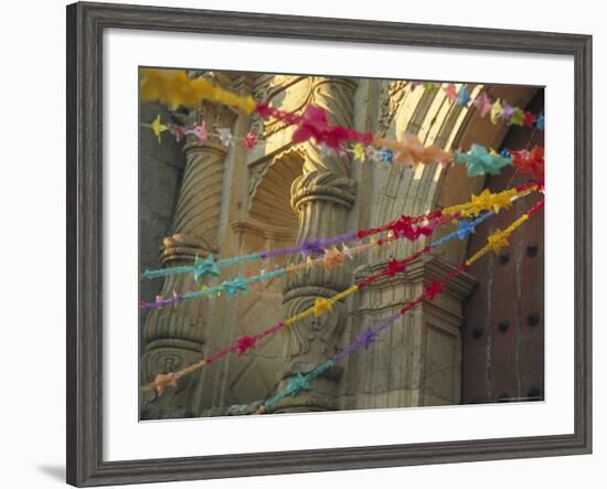 Templo de San Felipe de Neri with Garlands for Dia de la Revolucion, Oaxaca, Mexico-Judith Haden-Framed Photographic Print