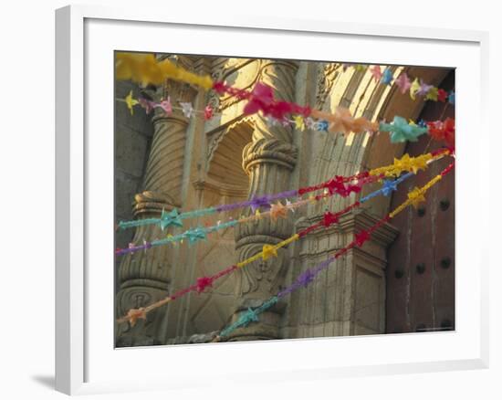 Templo de San Felipe de Neri with Garlands for Dia de la Revolucion, Oaxaca, Mexico-Judith Haden-Framed Photographic Print