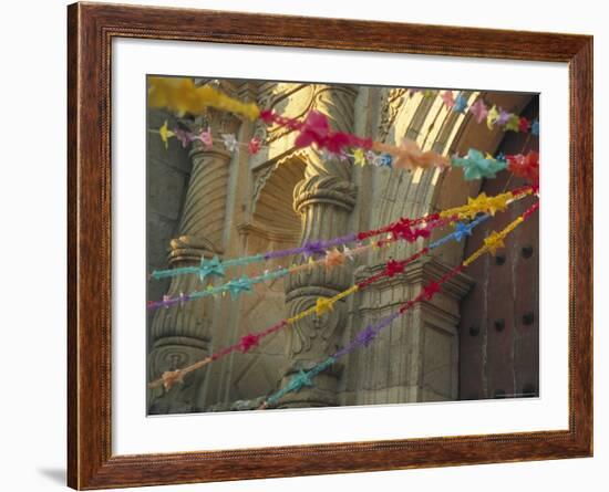 Templo de San Felipe de Neri with Garlands for Dia de la Revolucion, Oaxaca, Mexico-Judith Haden-Framed Photographic Print