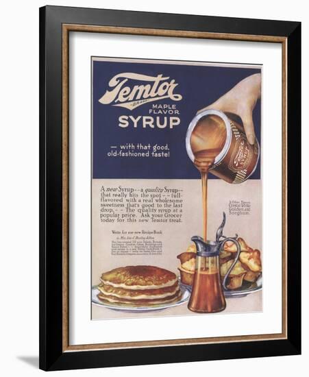 Temtor, Maple Flavoured Syrup, USA, 1920-null-Framed Giclee Print