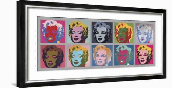 Ten Marilyns, 1967-Andy Warhol-Framed Art Print