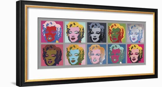 Ten Marilyns, 1967-Andy Warhol-Framed Art Print