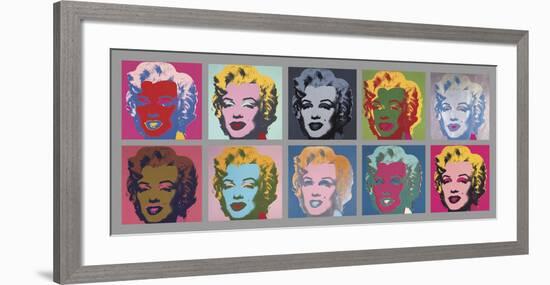 Ten Marilyns, 1967-Andy Warhol-Framed Art Print