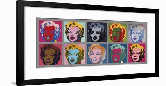 Ten Marilyns, c.1967-Andy Warhol-Framed Giclee Print