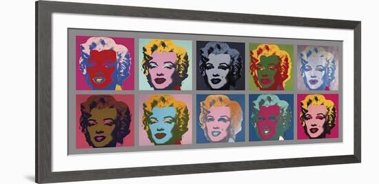 Ten Marilyns, c.1967-Andy Warhol-Framed Giclee Print