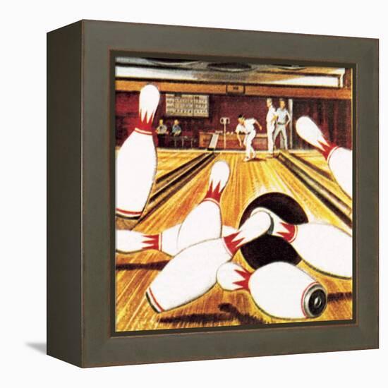 Ten Pin Bowling-English School-Framed Premier Image Canvas