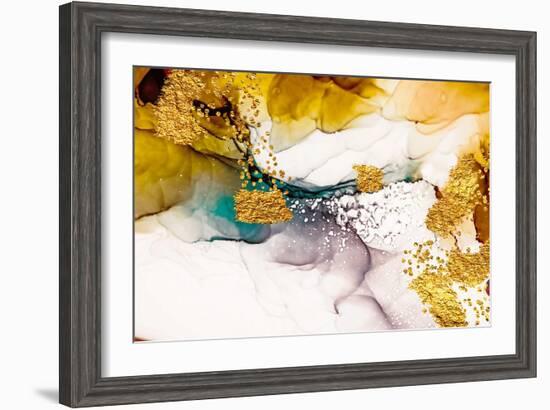 Tenderness in Pastel Colours. Unique Creativity. Inspired by the Sky. Abstract Painting with Golden-CARACOLLA-Framed Art Print